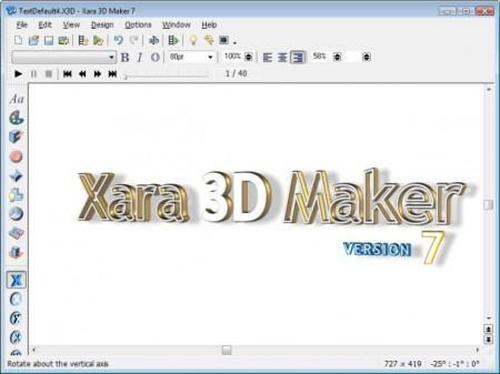 Xara3D 7 - программа для создания 3D текстов и графики наивысшего качества: трехмерных и анимированных текстов, включая самые разнообразные заголовки, логотипов и баннеров (в том числе и флэш), трехмерных кнопок и других небольших графических объектов, скринсейверов. Xara3D 7 - программа для создания 3D текстов и графики наивысшего качества: трехмерных и анимированных текстов, включая самые разнообразные заголовки, логотипов и баннеров (в том числе и флэш), трехмерных кнопок и других небольших графических объектов, скринсейверов.